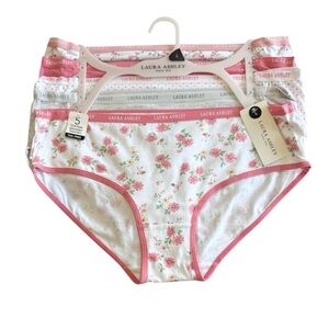 LAURA ASHLEY 5 Pack Panties Briefs Floral Bees Tag Free Polka Dots NWT Large